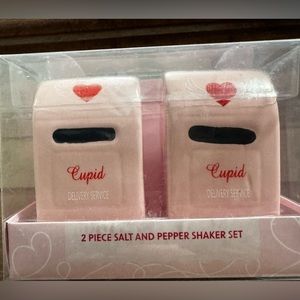 Pink Mailbox Salt and Pepper Ceramic Shaker Set Cupid's Love Letters - N…